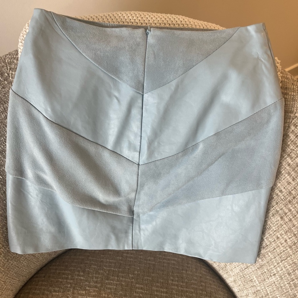 Elegant Blue Leather Skirt